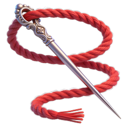 Ornate Silver Needle with Red Thread Icon
