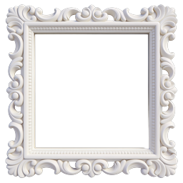 Ornate White Picture Frame Icon - Elegant Decorative Design