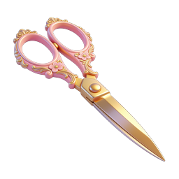 Ornate Pink & Gold Scissors Icon - Elegant 3D Design
