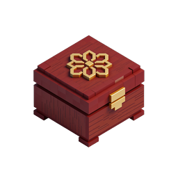 Ornate Red Wooden Box Icon - Isometric 3D Treasure Chest