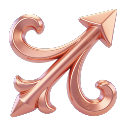 Ornate Rose Gold Baroque Flourish Icon | 3D Decorative