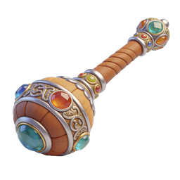 Ornate Royal Scepter with Colorful Gemstones 3D Icon
