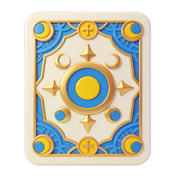 Ornate Fantasy Rune Card Icon - Mystical Gold & Blue