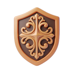 Ornate Medieval Shield Icon - 3D Clay Style
