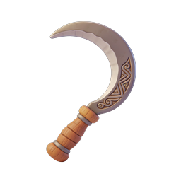 Ornate Sickle Blade 3D Icon with Tribal Engravings