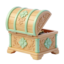 Ornate Treasure Chest 3D Icon - Mint Green & Wood