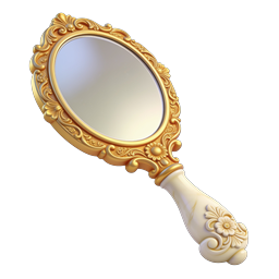 Ornate Vintage Golden Hand Mirror Icon | Luxury 3D