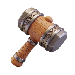 Ornate Fantasy Wooden Hammer Game Icon