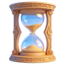 Ornate Wooden Hourglass Icon with Golden Sand