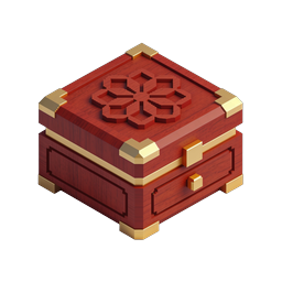 Ornate Wooden Treasure Box 3D Icon | Gold Trim