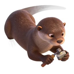 Cute Otter Craftsman 3D Icon with Hammer