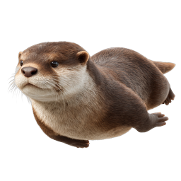 Realistic Otter Icon - Cute Wildlife Animal Illustration