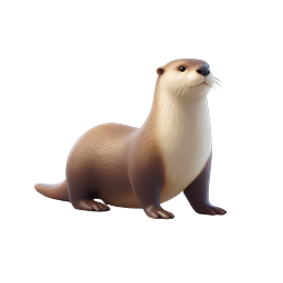 Realistic 3D Otter Icon - Cute Wildlife Illustration