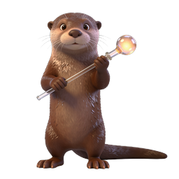Cute Otter Magic Wand 3D Character Icon