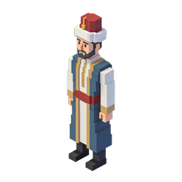 Ottoman Merchant Voxel Character Icon - Pixel Art Style