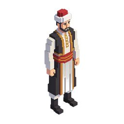 Icona personaggio mercante ottomano voxel - isometrico 3D