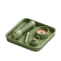 Outdoor Survival Kit Icon - Tactical Gear 3D Illustration