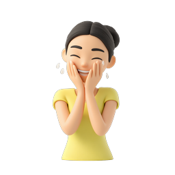 Icona Emoji 3D Donna Commossa | Reazione Gioiosa