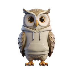 Cute Owl Character in Hoodie - 3D Render Icon