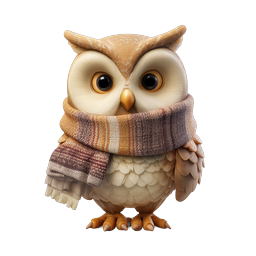 Adorable Owl Icon with Cozy Scarf for Winter Themes