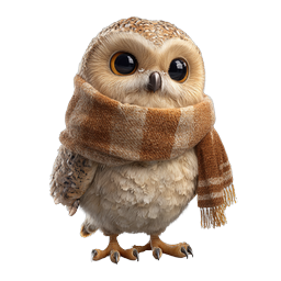 Adorable Owl with Scarf Icon for Cozy Themes