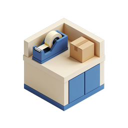 Isometrisches Packstation-Icon mit Tape-Dispenser
