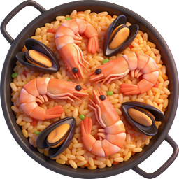Ícone de prato de paella espanhola tradicional com frutos do mar
