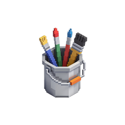 Voxel Paint Brush Bucket 3D Isometric Art Icon