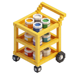 Ícone Voxel de Carrinho de Latas de Tinta - Carrinho de Armazenamento 3D Colorido