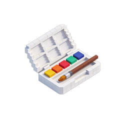Isometric Paint Palette Box Icon - 3D Art Supplies