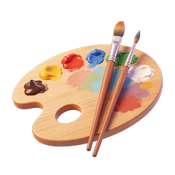 Artist Paint Palette with Brushes 3D Render