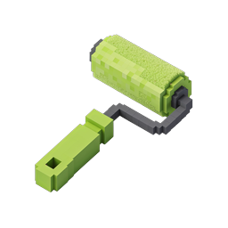Isometric Paint Roller 3D Icon - Voxel Style Green Design
