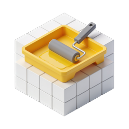 Paint Roller and Tray 3D Icon for Home Improvement