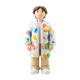 Paint Splattered Artist Character 3D Icon
