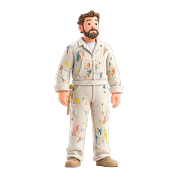Painter Artist Character Icon - 3D Clay Style