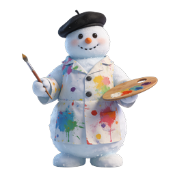 Adorable Painter Snowman Artist Icon with Palette