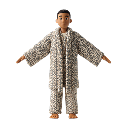 3D 睡衣男人角色图标 - 舒适睡衣插图