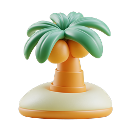 Tropical Palm Tree Island 3D Icon - Beach Vacation