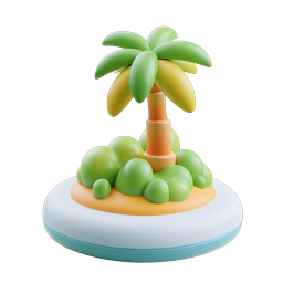 Tropical Palm Tree Island 3D Clay Icon