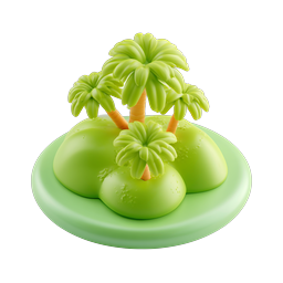 Tropical Palm Tree Island 3D Clay Icon