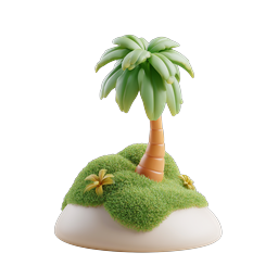 Ícone 3D de argila de ilha de palmeiras tropicais