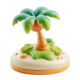 Tropical Palm Tree Island 3D Clay Icon