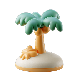 Tropical Palm Tree Island 3D Clay Icon