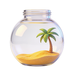 Tropical Palm Tree Glass Jar 3D Icon