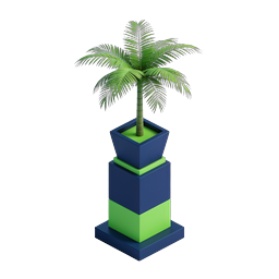 Tropical Palm Tree in Geometric Planter 3D Icon