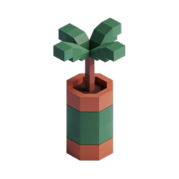 Isometric Palm Tree in Pot Icon | 3D Geometric Design