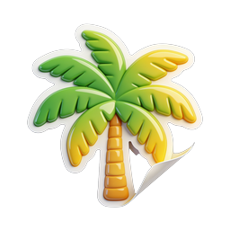 Tropical Palm Tree Sticker Icon - 3D Glossy Design