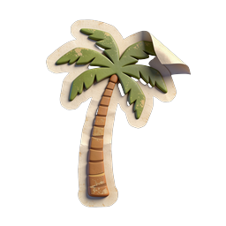 3D Palm Tree Sticker Icon - Tropical Travel Design