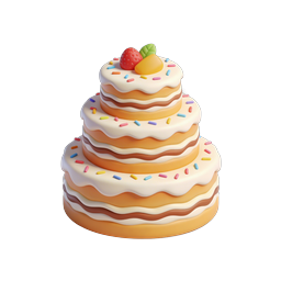 Tiered Pancake Cake Icon - 3D Dessert Illustration