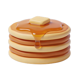 Pancakes with Syrup 3D Icon | Realistic Breakfast Food